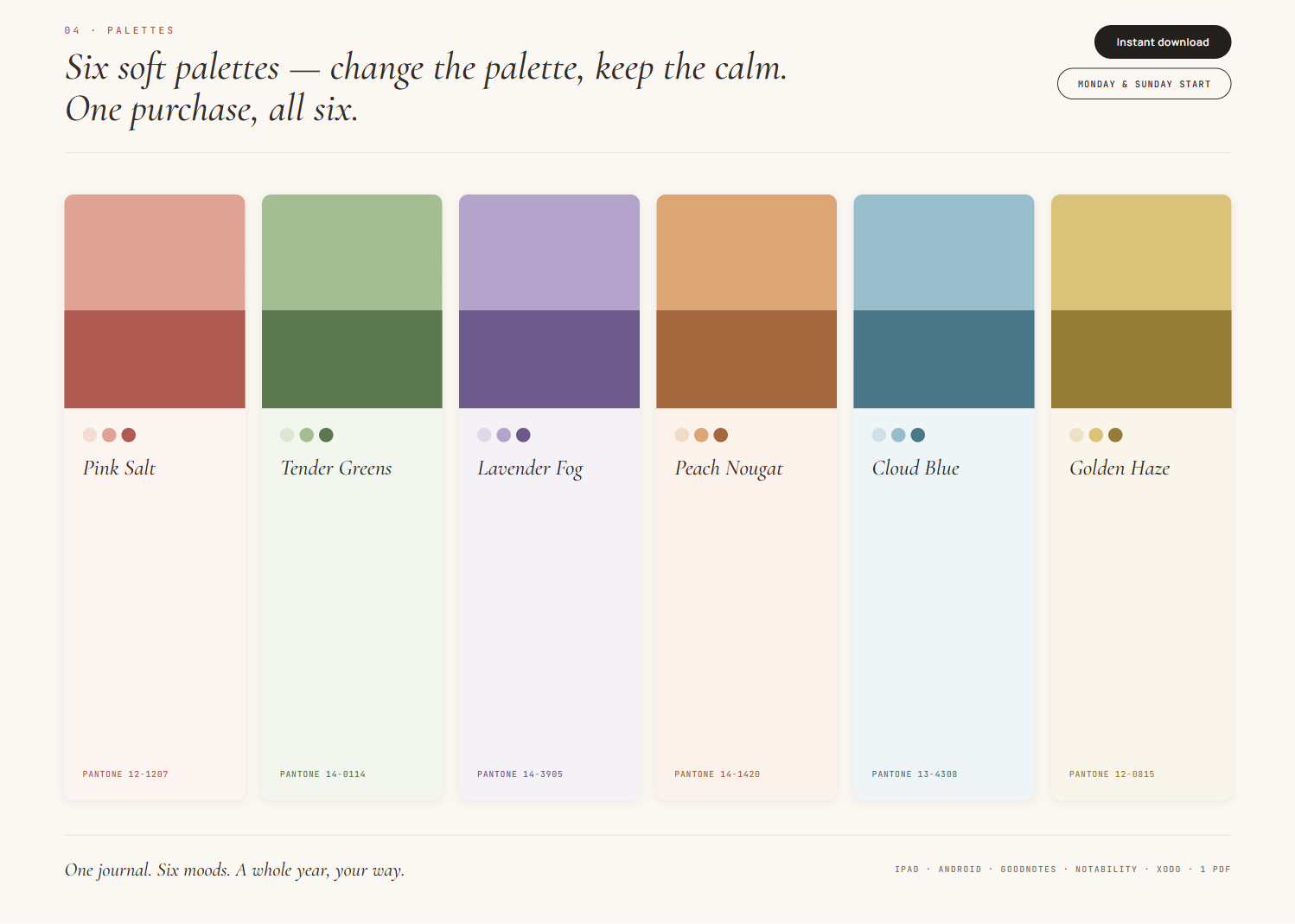 Annual Journal 2026 palettes