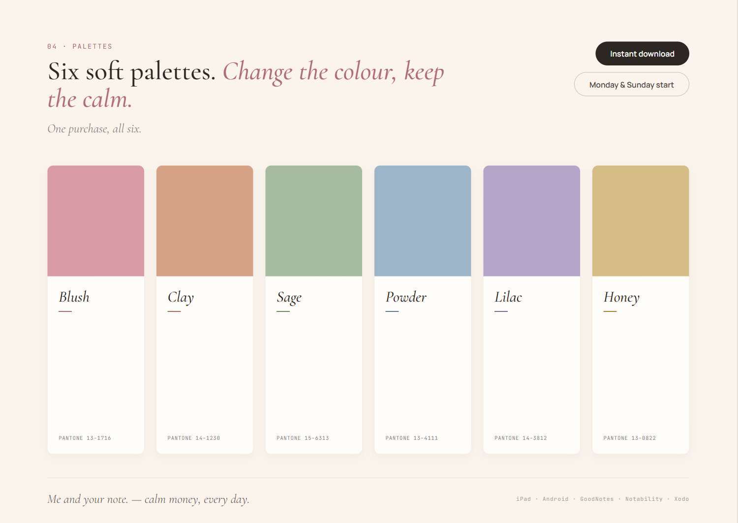 Budget Planner palettes