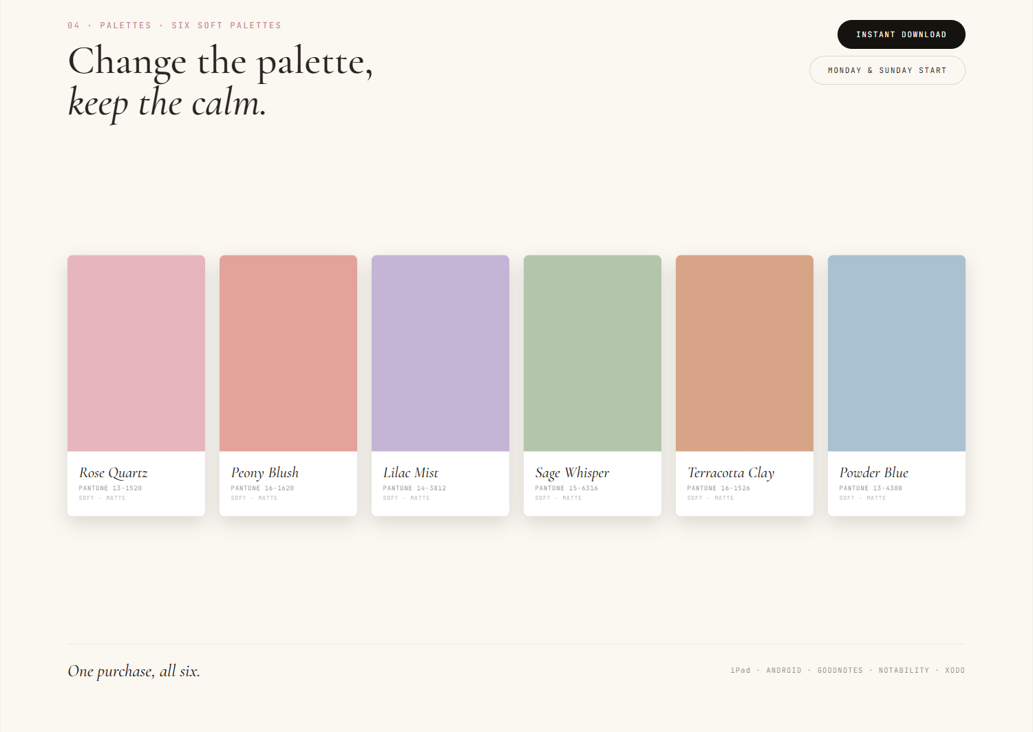 Pregnancy Journal palettes
