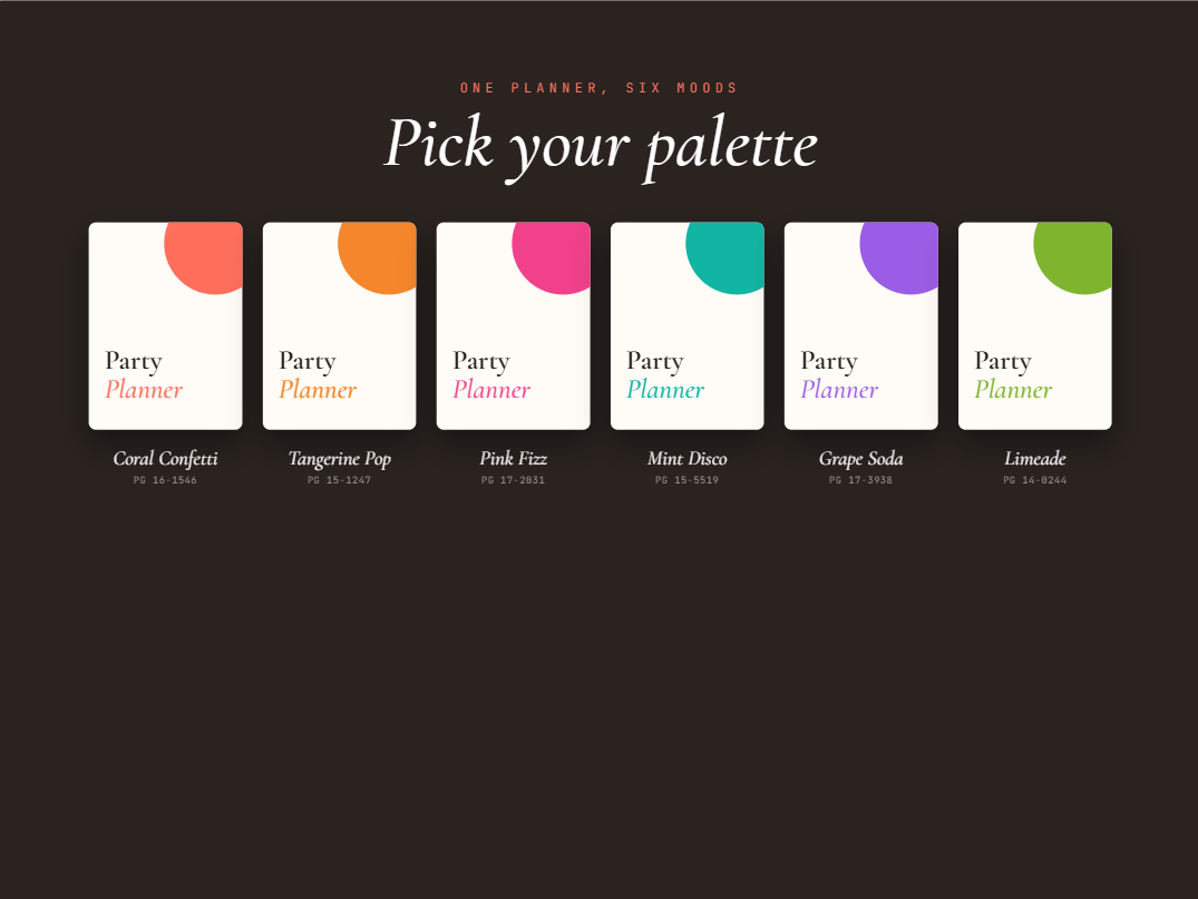 Party Planner palettes